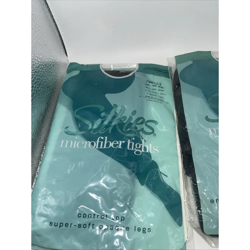 Silkies Microfiber Tights-LOT OF 2 ~‎ Small  Control Top Super Soft Opaque Legs